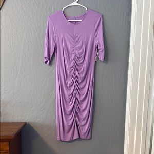 Daily Ritual Purple Ruched Midi Dress